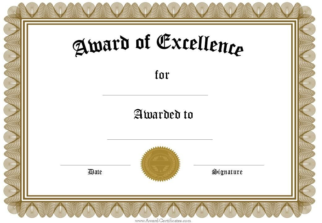 Award Certificate Templates | Free Certificate Templates within New Free Printable Blank Award Certificate Templates