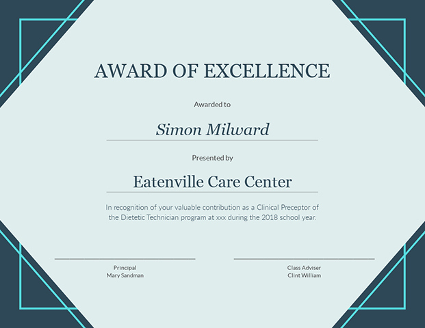 Award Of Excellence - Certificate Template | Visme throughout Best Award Of Excellence Certificate Template