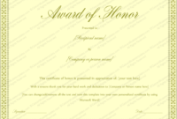 Award Of Honor Certificate Template (Editable For Word) regarding Honor Award Certificate Template
