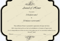 Award Of Honor (Editable Template) – Word Layouts | Award in Unique Honor Award Certificate Template