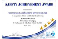 Awards & Certificates – Control & Applications Emirates (Cae) inside Safety Recognition Certificate Template