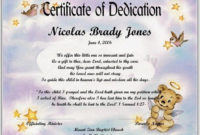 Baby Dedication Certificate Template | Baby Dedication pertaining to Pet Birth Certificate Template 24 Choices