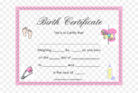 Baby Doll Birth Certificate Template (3) – Templates Example throughout Baby Doll Birth Certificate Template