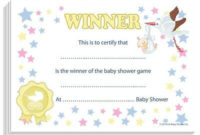 Baby Shower Games Prize – Winners Certificate (Unisex) Party, 10  Guests,Stars 5060462100316 | Ebay with Best Baby Shower Winner Certificates