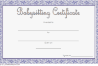 Babysitting Certificate Template Free 1 | Certificate within Babysitting Certificate Template