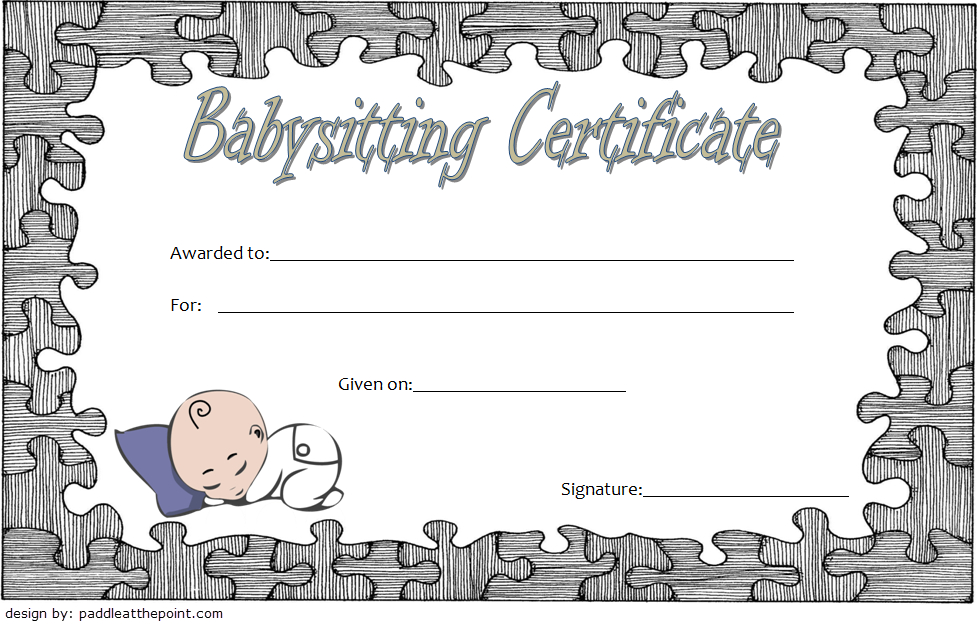 Babysitting Certificate Template Free 2 pertaining to Quality Babysitting Certificate Template