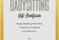 Babysitting Gift Certificate Template 6 Free | Gift throughout Best 7 Babysitting Gift Certificate Template Ideas