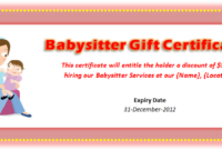 Babysitting Voucher Template – Microsoft Word Templates with regard to Quality Free Printable Babysitting Gift Certificate