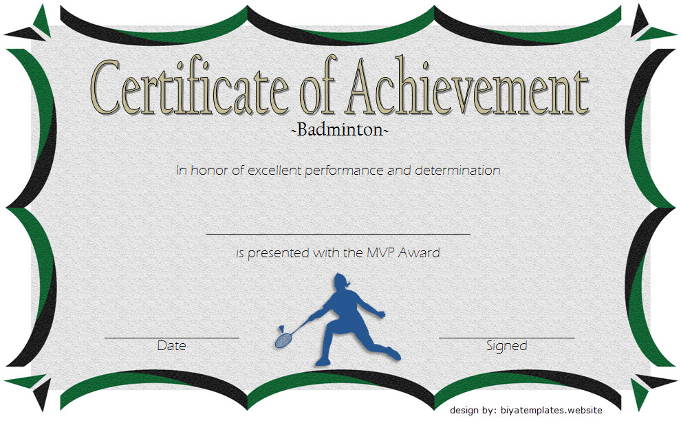 Badminton Achievement Certificate Free Printable 5 regarding Unique Badminton Achievement Certificate Templates