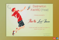 Badminton Award Certificate (Green Themed) – Gct with Badminton Achievement Certificate Templates
