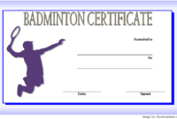 Badminton Certificate Template Free 2 | Certificate for Badminton Certificate Templates