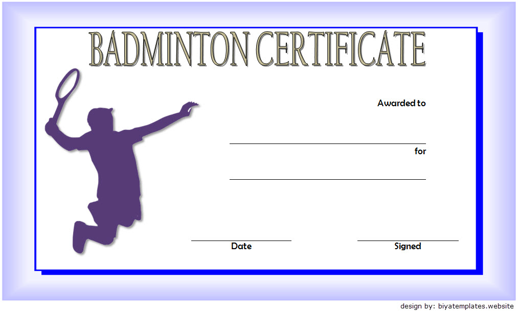 Badminton Certificate Template Free 2 | Certificate with regard to Badminton Certificate Template