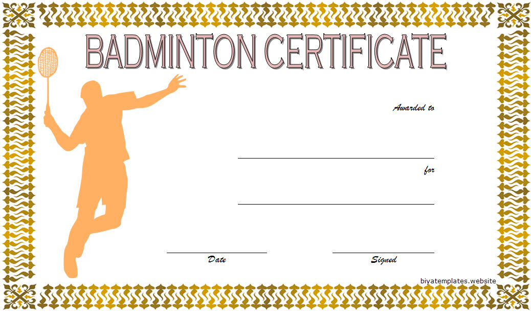 Badminton Certificate Template Free 3 | Certificate within Badminton Certificate Template
