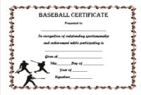 Baseball Certificate Template Word | Certificate Templates intended for Baseball Achievement Certificates