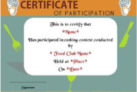 Basic Cooking Class Participation Certificate | Certificate within Best Cooking Competition Certificate Templates