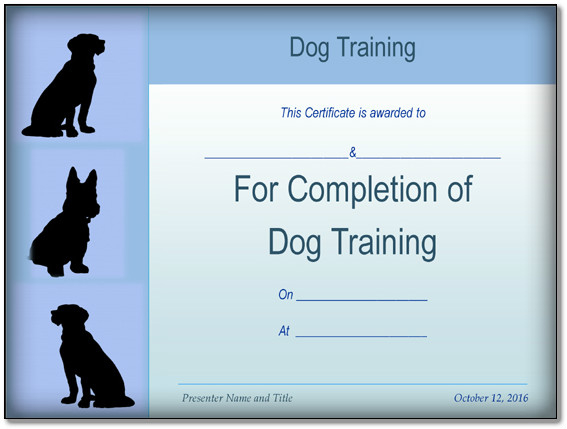 Basic Dog Training Certificate Template {Ppt - Pdf} Formats throughout Dog Obedience Certificate Templates