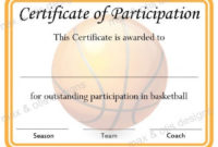 Basketball Certificate Of Participation – Now Fillable Pdf regarding Best Basketball Participation Certificate Template