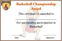 Basketball Championship Certificate Template | Certificate in Fresh Basketball Tournament Certificate Template