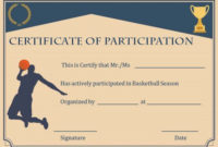 Basketball Participation Certificate: 10+ Free Downloadable in Basketball Camp Certificate Template