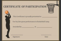 Basketball Participation Certificate Free Printable intended for Basketball Camp Certificate Template