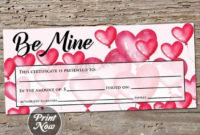 Be Mine, Printable Gift Certificate Template, Valentine'S for Valentine Gift Certificate Template