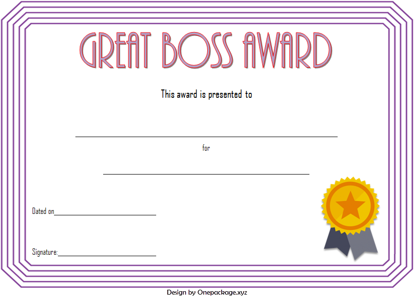 Best Boss Ever Certificate Free Printable (2Nd Design within Best Worlds Best Boss Certificate Templates Free