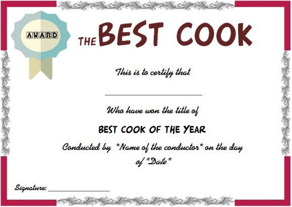 Best Cook Certificate | Certificate Templates, Certificate for Cooking Competition Certificate Templates