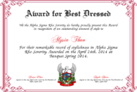 Best Dressed Award Certificate Colorful | Award Certificates for New Best Dressed Certificate Templates