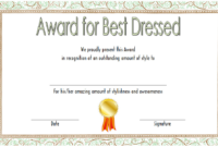 Best Dressed Award Certificate Template Free (Costume for Best Dressed Certificate