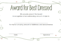 Best Dressed Award Certificate Template Free For Kids throughout Best Dressed Certificate