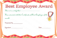 Best Employee Award Certificate | Employee Awards, Employee intended for Quality Best Employee Certificate Template