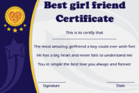Best Friend: Best Friend Award Template for Quality Best Girlfriend Certificate 10 Love Templates