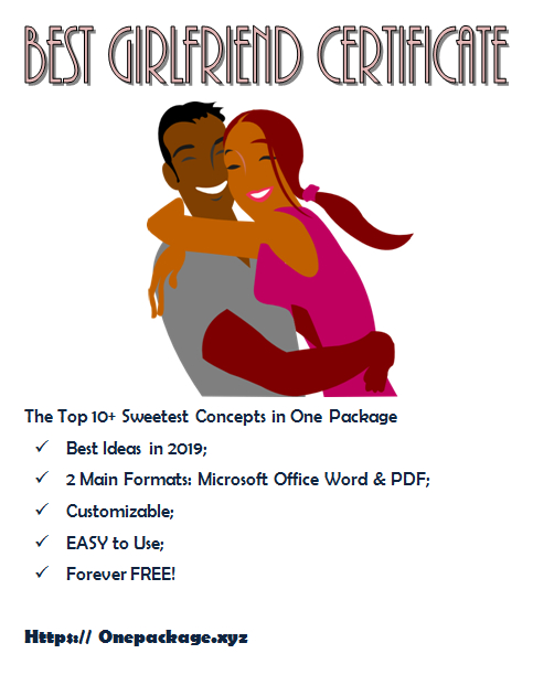 Best Girlfriend Certificate Template Free Printable | Best in Quality Best Girlfriend Certificate 10 Love Templates