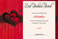 Best Husband Certificate pertaining to Best Wife Certificate Template