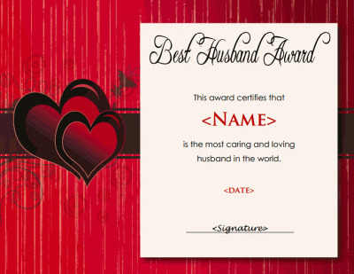 Best Husband Certificate pertaining to Best Wife Certificate Template