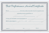 Best Performance Award Certificate 08 – Word Layouts | Award in Best Performance Certificate Template