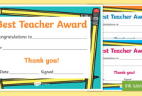Best Teacher Award Certificate (Teacher Made) pertaining to New Best Teacher Certificate