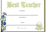 Best Teacher Certificate Printable Certificate pertaining to Best Teacher Certificate Templates Free