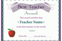 Best Teacher Certificate | Teacher Certification, Best with regard to New Best Teacher Certificate Templates