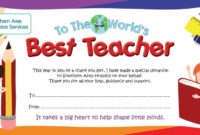 Best Teacher Gift Certificate inside Best Teacher Certificate