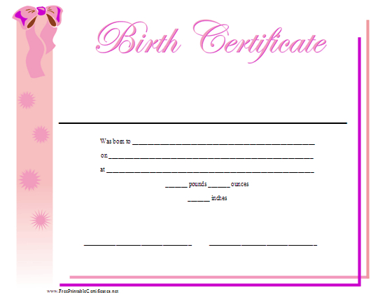 Birth Certificate Printable Certificate | Birth Certificate with regard to Fresh Girl Birth Certificate Template