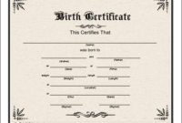 Birth Certificate Printable Certificate | Fake Birth for Quality Mock Certificate Template