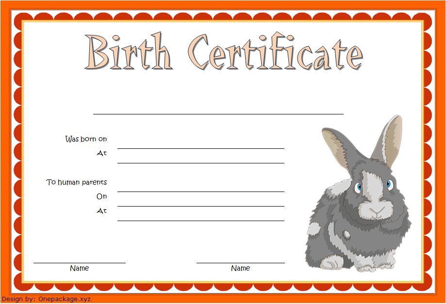 Birth Certificate Template For Rabbit Free 3 In 2020 | Birth throughout Rabbit Birth Certificate Template Free 2019 Designs
