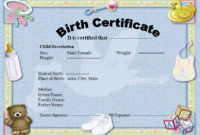 Birth Certificate Template | Graphics And Templates inside Unique Cute Birth Certificate Template