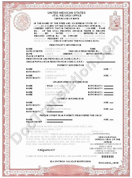 Birth Certificate Translation From Spanish To English with regard to Fresh Mexican Birth Certificate Translation Template