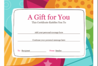 Birthday Gift Certificate (Bright Design) within Birthday Gift Certificate Template Free 7 Ideas