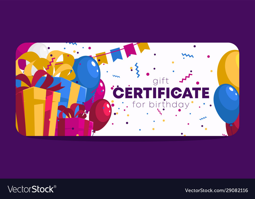 Birthday Gift Certificate Template Royalty Free Vector Image regarding Birthday Gift Certificate