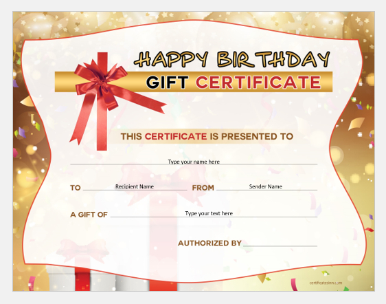 Birthday Gift Certificates For Ms Word | Word &amp;amp; Excel Templates inside Unique Happy Birthday Gift Certificate