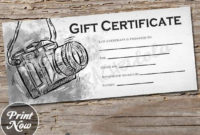 Black And White Camera, Printable Gift Certificate Template pertaining to Printable Photography Gift Certificate Template