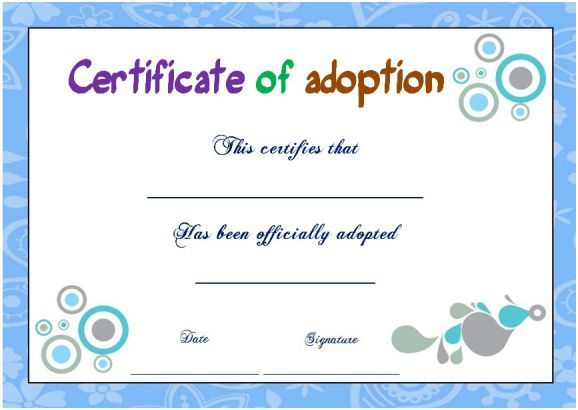 Blank Adoption Certificate Template (9) | Professional throughout Fresh Cat Adoption Certificate Template 9 Designs